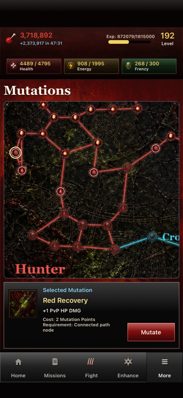 Undead Forever mutation tree and character build